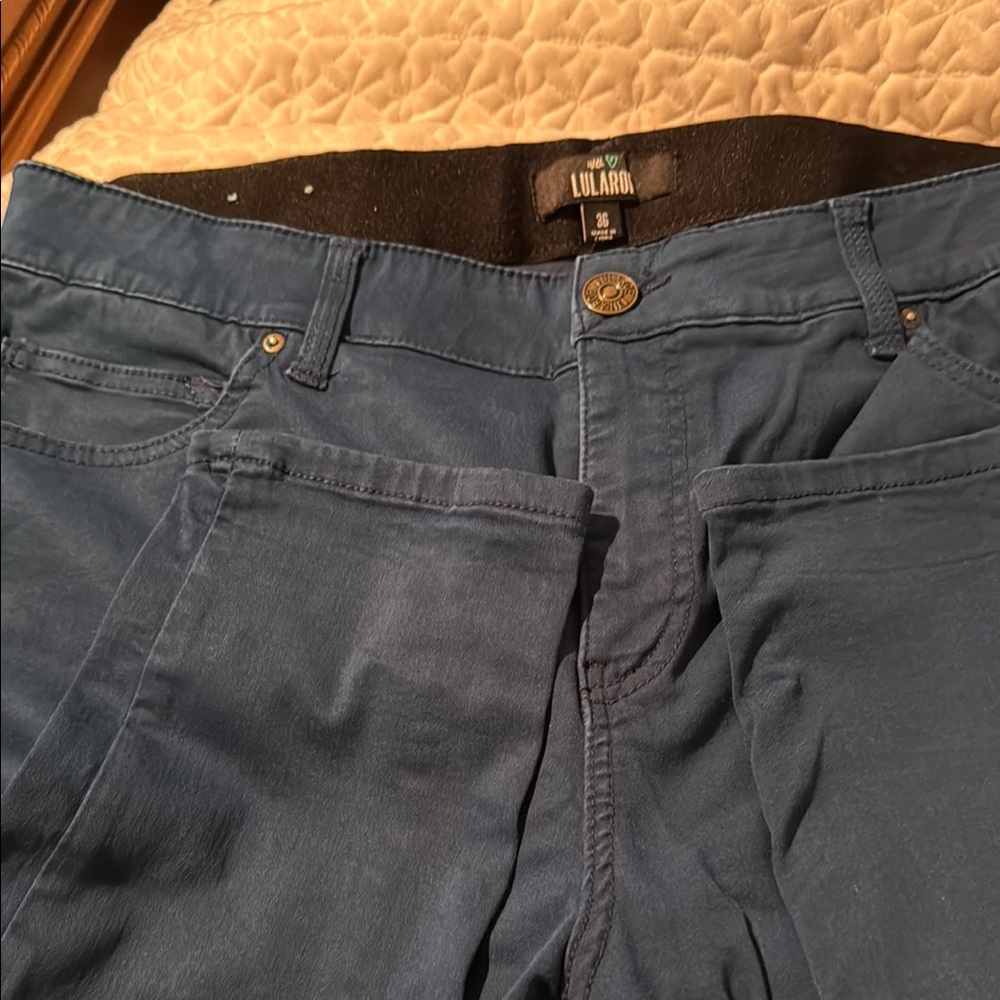 LuLaRoe skinny leg pants new never worn, dark teal blue cotton size 36